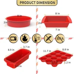 Itopfox 5-Piece Silicone Baking Pans Set - Nonstick Bakeware With Loaf Pan, Muffin Pan, Square & Round Cake Pans - Oven & Dishwasher Safe -Kitchen Chef GUEST 004e2b0c f574 44eb a188 2e41646cc3d7
