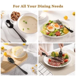 Itopfox 24-Piece Black Silverware Set With Steak Knives, Food-Grade Stainless Steel Flatware Set For 4, Mirror Polished Cutlery Set With Spoons -Kitchen Chef GUEST 009dc866 5869 4db3 a337 5de99e1816b3