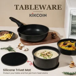 Itopfox Non Stick Cookware Set With Detachable Handles, Non Toxic Induction Kitchen Pots And Pans, Oven Safe, Easy Clean, Black -Kitchen Chef GUEST 01039e36 7455 4526 bd22 eb4e073426fe