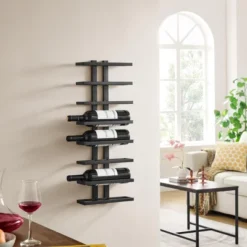 Itopfox 8-Tier Wall Mount Wine Rack For Bottles Display And Storage, Hanging Organizer For Living Room, Dining Room, Wine Cellar, Bar, Black -Kitchen Chef GUEST 013d6221 6ea6 48e2 b561 33c9a8f14b39