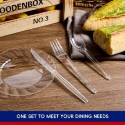 Itopfox 300 Count Clear Plastic Silverware Set, Heavy Duty BPA Free Disposable Cutlery, 100 Forks, 100 Spoons, 100 Knives For Party Supplies 13 Itopfox 300 Count Clear Plastic Silverware Set, Heavy Duty BPA Free Disposable Cutlery, 100 Forks, 100 Spoons, 100 Knives For Party Supplies -Kitchen Chef GUEST 01e2a166 982d 411b b1a2 2cc613beba2e