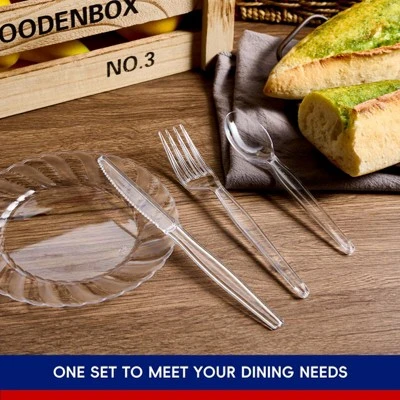 Itopfox 300 Count Clear Plastic Silverware Set, Heavy Duty BPA Free Disposable Cutlery, 100 Forks, 100 Spoons, 100 Knives For Party Supplies 7 Itopfox 300 Count Clear Plastic Silverware Set, Heavy Duty BPA Free Disposable Cutlery, 100 Forks, 100 Spoons, 100 Knives For Party Supplies - Image 5