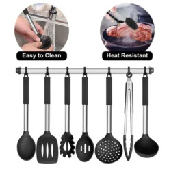 Itopfox 7-Piece Silicone Cooking Utensil Set With Stainless Steel Handles, Heat Resistant For Nonstick Cookware, Includes Ladle, Turner, Spoon -Kitchen Chef GUEST 026d3c95 d57f 4226 a0bb 2608fa1f81a0