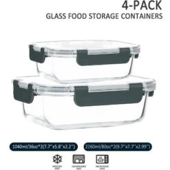 Itopfox Extra Large Glass Food Storage And Baking Containers Set With Airtight Lids, Microwave, Oven, Freezer And Dishwasher Safe