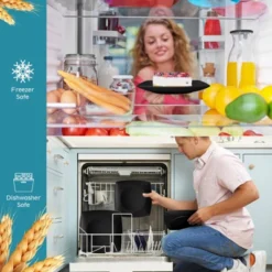 Itopfox 48-Piece Kitchen Plastic Wheat Straw Square Dinnerware Set For 12, Unbreakable Plates, Bowls, Tumblers, Dishwasher Safe, Outdoor Camping Dish -Kitchen Chef GUEST 02fa088f c89c 41c5 884f 43a6142ac4a6