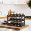 Itopfox Bamboo Wine Rack Countertop, 3-Tier 12 Bottles Wine Storage Shelf For Kitchen Pantry Cabinet - Dark Brown -Kitchen Chef GUEST 031e0edf 1a4b 4c49 8e13 2c0815ea9f2b