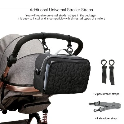 Itopfox Baby Diaper Bag With Multiple Pockets For Diapers, Wipes & Toys, Hand Strap, Fits In Backpack Or Stroller (Black Flower) 6 Itopfox Baby Diaper Bag With Multiple Pockets For Diapers, Wipes & Toys, Hand Strap, Fits In Backpack Or Stroller (Black Flower) - Image 4