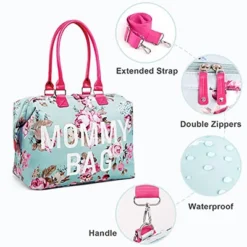 Itopfox Floral Mommy Bag 3-Piece Set, Large Capacity Waterproof Tote For Hospital, Travel, And Daily Use With Organizer Pouches (Blue Floral) -Kitchen Chef GUEST 048d12c8 ab60 4992 92f7 63f1d9793e22