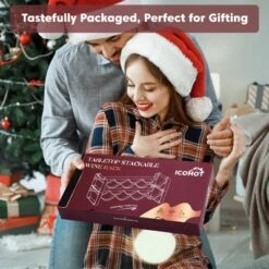 Itopfox Stackable Wine Rack Countertop, Sturdy Freestanding Wine Bottle Holder 2 Tier Tabletop Wine Stand For Pantry Bar Metal Wine Storage Organizer -Kitchen Chef GUEST 04c12fd9 36fb 4ce8 8513 d3f9d18dd970