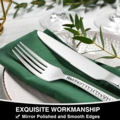 Itopfox 40-Piece Stainless Steel Flatware Set For 8, Hammered Square Silverware With Mirror Finish, Dishwasher Safe Cutlery Set For Home & Restaurant -Kitchen Chef GUEST 04c77308 7bad 490b a6f9 927c533c42f2