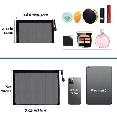 Itopfox 6-Pack Mesh Cosmetic Pouches With Zipper For Makeup, Toiletries, And Organizing Home Or Office Essentials (Black) 4 Itopfox 6-Pack Mesh Cosmetic Pouches With Zipper For Makeup, Toiletries, And Organizing Home Or Office Essentials (Black) - Image 2