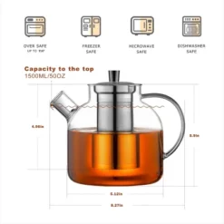 Itopfox Glass Teapot With Removable Infuser, Stovetop Safe Large Tea Pot For Blooming & Loose Leaf, Hand Crafted Kettle With Stainless Steel Strainer -Kitchen Chef GUEST 05672738 57c6 4ff4 a8b4 4d464480b720