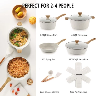 Itopfox Nonstick Ceramic Cookware Set 13-Piece, Healthy Pots And Pans Set, Non-toxic Kitchen Cooking Set With Stay-Cool Handles, Silicone Tools 4 Itopfox Nonstick Ceramic Cookware Set 13-Piece, Healthy Pots And Pans Set, Non-toxic Kitchen Cooking Set With Stay-Cool Handles, Silicone Tools - Image 2
