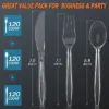 Itopfox 360 Count Plastic Silverware Set, Heavy Duty Disposable Cutlery, Heat Resistant & BPA Free Forks Spoons Knives, Premium Clear Utensils