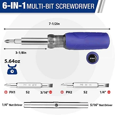 Itopfox 6-in-1 & 4-in-1 Screwdriver Set With Comfort Grip, 2PCS Portable Screwdrivers, 8 Basic & Precision Bits, 2 Nut Driver Sizes 2 Itopfox 6-in-1 & 4-in-1 Screwdriver Set With Comfort Grip, 2PCS Portable Screwdrivers, 8 Basic & Precision Bits, 2 Nut Driver Sizes