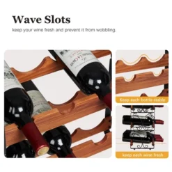 Itopfox 3-Tier Stackable Wine Rack For Cabinet, Solid Wood & Wrought Iron Wine Bottle Holder, Kitchen Bar Dining Room Storage Shelf -Kitchen Chef GUEST 0a41f704 fa0b 4557 8759 ca13198c42ec