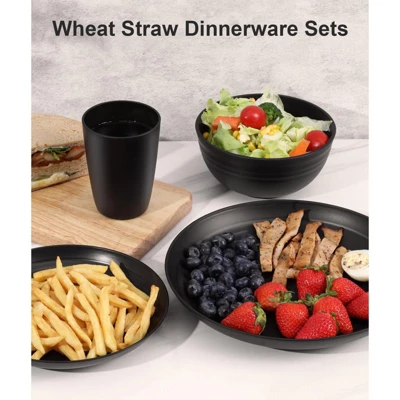 Itopfox 24-Piece Dinnerware Set For 6, Unbreakable Wheat Straw Plates & Bowls, Dishwasher & Microwave Safe, RV, Beach House & Daily Use, Black 7 Itopfox 24-Piece Dinnerware Set For 6, Unbreakable Wheat Straw Plates & Bowls, Dishwasher & Microwave Safe, RV, Beach House & Daily Use, Black - Image 5