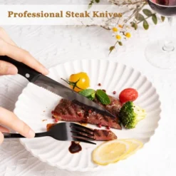 Itopfox 24-Piece Black Silverware Set With Steak Knives, Food-Grade Stainless Steel Flatware Set For 4, Mirror Polished Cutlery Set With Spoons -Kitchen Chef GUEST 0b481432 95c6 4540 862b 9c9949113743