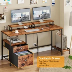 Itopfox Computer Desk With File Cabinet & Power Outlets, Home Office Desk With 2 Monitor Stands & Storage Drawer, Writing Gaming Table With Shelves -Kitchen Chef GUEST 0b7bf8a0 0fd2 4da8 9b22 4b23f6f82f8c