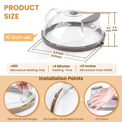 Itopfox Microwave Splatter Cover With Water Steamer, Integrated Handle, Plate Cover, Splatter Guard, Cookware Lid, House Essentials For Gift 6 Itopfox Microwave Splatter Cover With Water Steamer, Integrated Handle, Plate Cover, Splatter Guard, Cookware Lid, House Essentials For Gift - Image 4