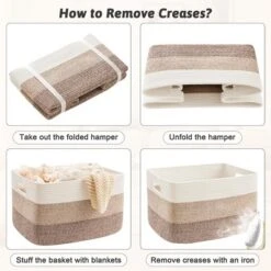 Itopfox Rectangle Woven Storage Basket For Laundry, Blankets, Toys, And Magazines - Natural Cotton Hamper For Nursery And Living Room Décor -Kitchen Chef GUEST 0ce318c1 ada1 4366 9561 fe11f39f7ab8