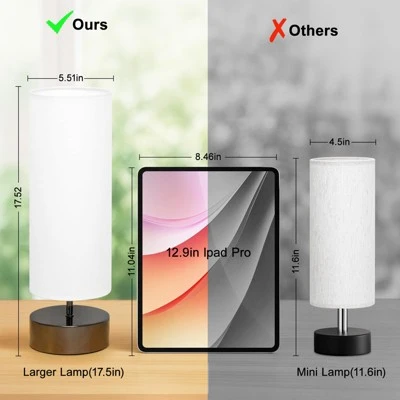 Itopfox Touch Table Lamp, 3-Way Dimmable Modern Minimalist Accent Bedside Lamp With Cylinder Fabric Shade, Night Light Nightstand Desk Lamp 7 Itopfox Touch Table Lamp, 3-Way Dimmable Modern Minimalist Accent Bedside Lamp With Cylinder Fabric Shade, Night Light Nightstand Desk Lamp - Image 5