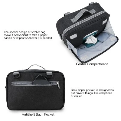 Itopfox Baby Diaper Bag With Multiple Pockets For Diapers, Wipes & Toys, Hand Strap, Fits In Backpack Or Stroller (Black Flower) 7 Itopfox Baby Diaper Bag With Multiple Pockets For Diapers, Wipes & Toys, Hand Strap, Fits In Backpack Or Stroller (Black Flower) - Image 5