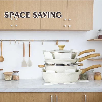 Itopfox Nonstick Ceramic Cookware Set 13-Piece, Healthy Pots And Pans Set, Non-toxic Kitchen Cooking Set With Stay-Cool Handles, Silicone Tools 8 Itopfox Nonstick Ceramic Cookware Set 13-Piece, Healthy Pots And Pans Set, Non-toxic Kitchen Cooking Set With Stay-Cool Handles, Silicone Tools - Image 6