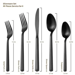 Itopfox 45-Piece Forged Stainless Steel Flatware Set With Utensil-Serving Set, Silverware For 8, Matte Satin Finish, Dishwasher Safe -Kitchen Chef GUEST 0f639998 3059 4751 897d 889bcc39d0e5
