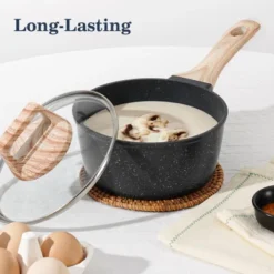 Itopfox 12-Piece Nonstick Cookware Set, Black Granite Induction Pots And Pans For Healthy Cooking, Includes Frying Pans And Saucepans PFAS/PFOA Free -Kitchen Chef GUEST 10b90fe5 604e 4ccf aafe a525b5489505