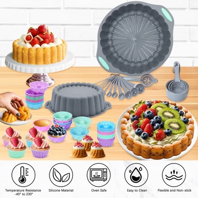 Itopfox 72-Piece Silicone Bakeware Set, Nonstick Baking Pans With Cake & Loaf Pans, Baking Cups, Measuring Cups & Spoons, Oven & Dishwasher Safe 4 Itopfox 72-Piece Silicone Bakeware Set, Nonstick Baking Pans With Cake & Loaf Pans, Baking Cups, Measuring Cups & Spoons, Oven & Dishwasher Safe - Image 2