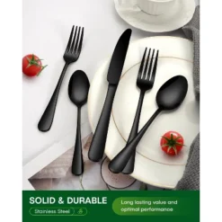 Itopfox 20-Piece Black Stainless Steel Flatware Set For 4, Includes Knives, Forks, Spoons, Mirror Polished, Dishwasher Safe, Food Grade Cutlery Set -Kitchen Chef GUEST 1146f8f3 d8b0 41d2 ba08 e0622ea75201