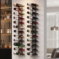 Itopfox 24 Bottle Wall Mounted Wine Rack, Adjustable Height For Wine, Liquor, Champagne, Matte Black Metal Rack For Kitchen, Bar, Wine Cellar -Kitchen Chef GUEST 13b2d7ad a6d8 481e b922 22d05b9b0dd3