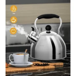Itopfox 2 Quart Stainless Steel Whistling Tea Kettle, Stovetop Teakettle With Ergonomic Folding Handle, Small Teapot For Tea, Coffee, Silver -Kitchen Chef GUEST 13c4fafb 7b51 4161 8700 f037d05989fc