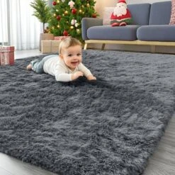 Itopfox Soft Fluffy Shaggy Area Rug For Living Room, Bedroom, Kids, Girls, Boys, Dorms, Nursery Rooms, Home Decor Aesthetic, Machine Washable, Grey -Kitchen Chef GUEST 13db81ee 03c9 4310 a1ba 214886a099d8