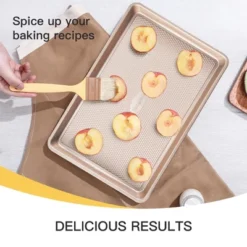 Itopfox Nonstick Cookie Sheet Pan Set Of 3, Heavy Duty Baking Trays With Diamond Texture, Oven Safe For Even Baking, Elegant Champagne Gold Finish -Kitchen Chef GUEST 145d9a1a 14a0 4b3d b9cc fe419a689bc7