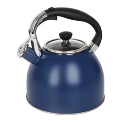 Itopfox Stainless Steel Whistling Tea Kettle With Heat-Resistant Glass Lid & Capsule Bottom, Navy Blue, 2.6 Quart Capacity -Kitchen Chef GUEST 14bf49da 5816 48a6 8d6a 23295dd9ff9c