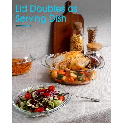 Itopfox Oval Glass Casserole Dish With Lid, Microwave & Oven Safe Bakeware, Covered Glass Dish For Baking & Cooking, 3.5L Capacity 4 Itopfox Oval Glass Casserole Dish With Lid, Microwave & Oven Safe Bakeware, Covered Glass Dish For Baking & Cooking, 3.5L Capacity - Image 2