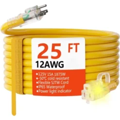 Itopfox 12/3 Gauge Heavy Duty Outdoor Extension Cord 25 Ft Waterproof With Lighted End, Flexible Cold-Resistant 3 Prong Electric Cord -Kitchen Chef GUEST 15dc9f3b 7f69 4d43 b614 6507334db2bd
