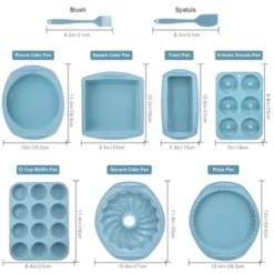 Itopfox 9-in-1 Nonstick Silicone Baking Set With Bundt Cake Pan, Cookie Sheet, Muffin Tray, Heat Resistant Bakeware Kit For Bread, Pizza, Cupcakes -Kitchen Chef GUEST 161d3306 7f3c 4fbd ab24 e83a724d599e
