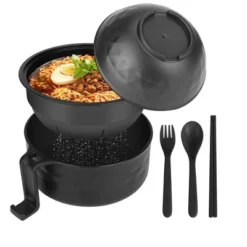 Itopfox Ramen Bowl Set With Chopsticks And Spoon, Microwave Pasta Cooker, College Dorm Essentials For Girls And Guys (Black) -Kitchen Chef GUEST 19343802 2ecc 441a b84c c1527550cdc1