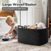 Itopfox Large Woven Storage Basket For Blankets, Toys, And Clothes, Rectangle Rope Laundry Hamper For Nursery, Bedroom, Black
