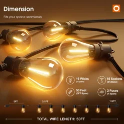 Itopfox 50FT LED Outdoor String Lights With Shatterproof Edison Bulbs, Weatherproof Strand For Patio, Garden, Commercial Grade Decorative Lighting -Kitchen Chef GUEST 1afecb7d d858 466f 901f 9dd95e146c92