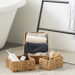 Itopfox Hand Woven Water Hyacinth Storage Baskets Set Of 3 Natural Wicker Baskets For Organizing Pantry Shelf, Closet, Bathroom, Living Room, Bedroom -Kitchen Chef GUEST 1b1b238e 440c 436e abff 4bfe8c2bd990