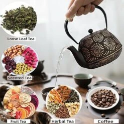 Itopfox Japanese Cast Iron Teapot, Enamel-Coated Stovetop Kettle With Stainless Steel Infuser & Heat-Resistant Handle, Traditional Iron Pot -Kitchen Chef GUEST 1b5996df f863 4993 ad6d 144fec99660e