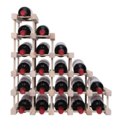 Itopfox Wooden Stackable Wine Rack For Countertop Or Floor - Freestanding Cabinet Holds 20 Bottles