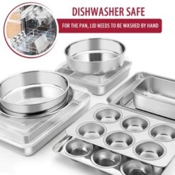 Itopfox 12-Piece Stainless Steel Bakeware Set With Lids, Includes Round Cake Pans, Square & Rectangle Baking Pans, Cookie Sheet, Loaf, Muffin, Etc. -Kitchen Chef GUEST 1d0ea7da 7ad4 4ba9 97da bbd7a3714f78