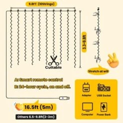 Itopfox 300LED Fairy Curtain Lights, Warm White USB Plug In 8 Modes String Hanging Lights With Remote For Bedroom, Indoor, Outdoor, Weddings, Party -Kitchen Chef GUEST 1e37872a 4565 4cc4 94a3 82cec03360ba