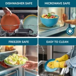 Itopfox Wheat Straw Dinnerware Set-16 Unbreakable Plates, Bowls, Cups & Sauce Dishes, Microwave & Dishwasher Safe For Kitchen, Parties & Camping -Kitchen Chef GUEST 1f3ceff1 8ae9 463c ab7d 216bee3c2560