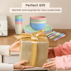 Itopfox 20-Piece Wheat Straw Dinnerware Set, Microwave & Dishwasher Safe Unbreakable Plates Bowls Cups Forks & Spoons For Kitchen, Camping, Parties -Kitchen Chef GUEST 1f872969 d264 4466 be42 b3e584c2e4c4